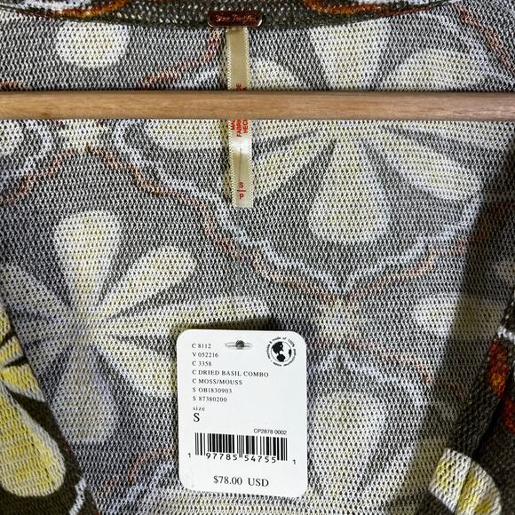 NWT Free People Through the Meadow Top Womens S Dried Basil Combo Floral Ruffle - Picture 6 of 6